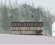 Projekt biblioteki w Krynicy-Zdroju, elewacja północna