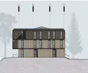 Library project in Krynica-Zdroj, east elevation