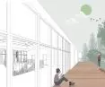 Library project in Krynica-Zdroj, terrace view