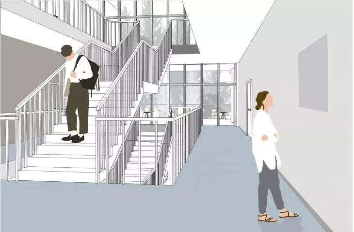 Projekt biblioteki w Krynicy-Zdroju, hall główny