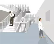 Projekt biblioteki w Krynicy-Zdroju, hall główny