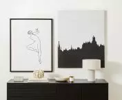 Black accessories create a modern interior