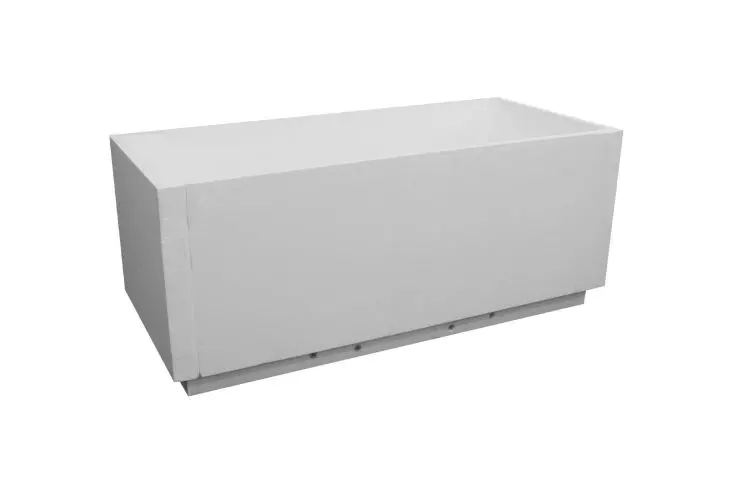 Stabilizing carrier with undercut for feet (LED) for rectangular bathtub to exact size
