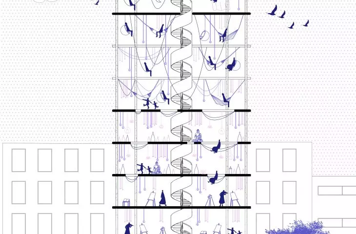 Berlin hostel project, cross-section