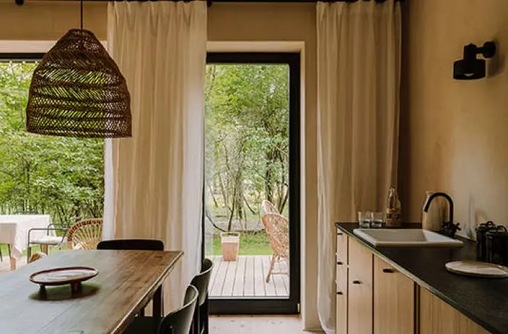kitchen overlooking terrace