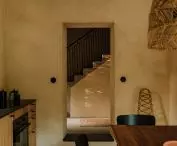 the interior is filled with natural colors and materials
