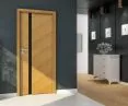 Interior doors in fashionable shades - model Espina W01 European oak (with black glass)
