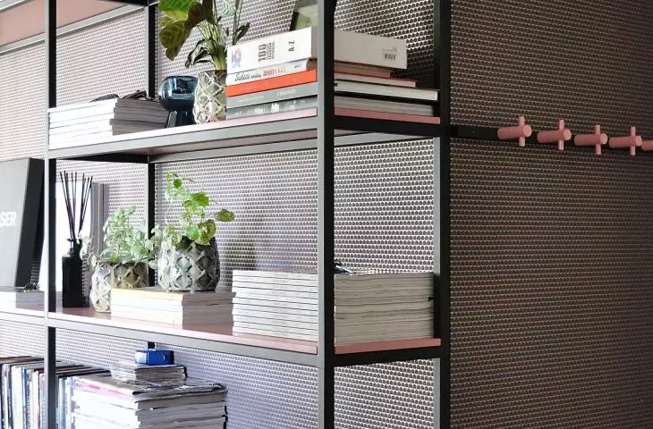 pink bookcase
