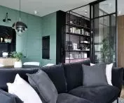 black elements in the interior of the apartment
