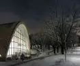 Indoor ski slope project, hall at night