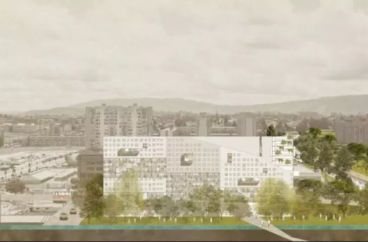 przekrój poprzeczny przez fragment miasta; 500 Viviendas de Interes Social, Bogota, Kolumbia