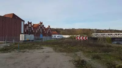 The historic sewage pumping station on the bank of the Warta River on the east side of Garbary Street. Zabytkowa sewage pumping station on the bank of the Warta River on the east side of Garbary Street.