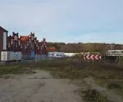 A historic sewage pumping station on the bank of the Warta River on the east side of Garbary Street. 