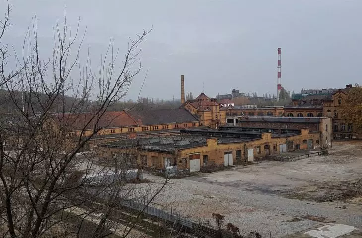 General view of the Old Slaughterhouse with the CHP plant chimney still visible in the background.