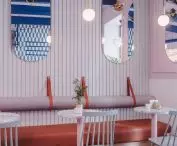 oval mirrors on the walls
