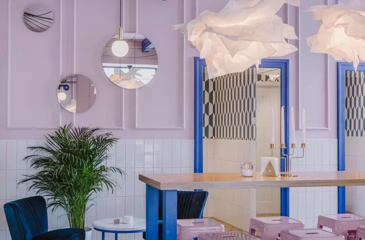 navy blue elements in the interior