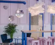 navy blue elements in the interior