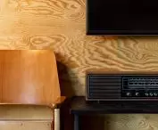 Plywood wall in the living room