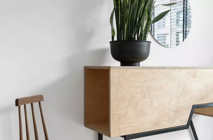The interior is a juxtaposition of modern elements with old ones