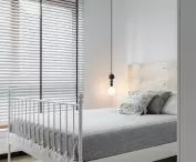 Bright bedroom with retro bed