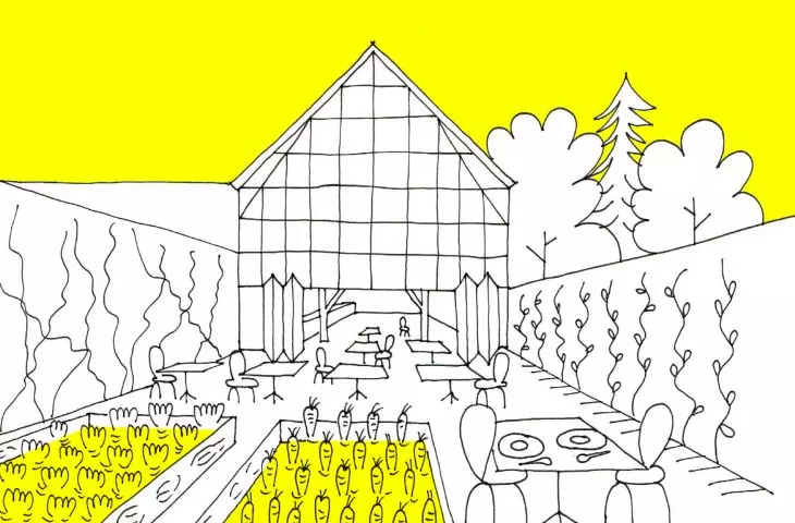 strategy 1: experimental garden, part of an organic restaurant