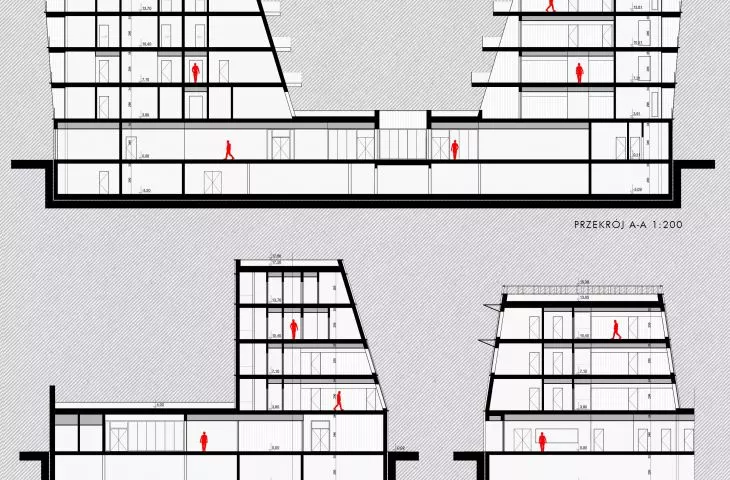 Cross sections of the hotel