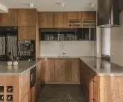 Kitchen with wooden furniture