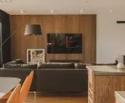 Wooden wall in the living room