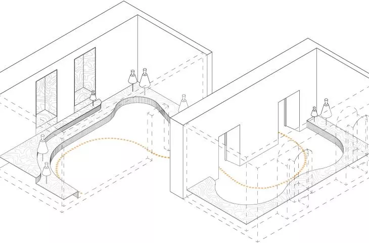 Animation Theater exhibition halls, axonometry
