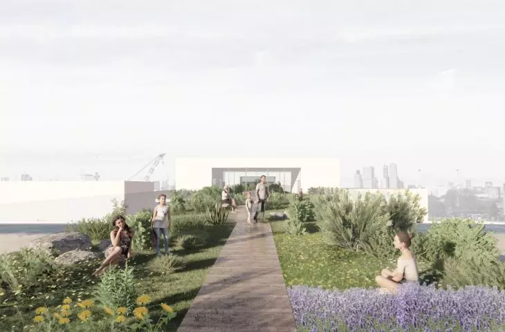 There are gardens and a meadow on the terrace
