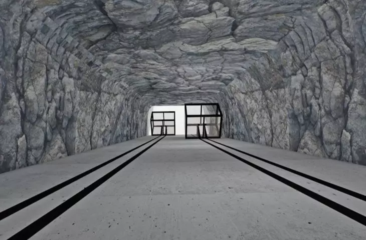 Tunnel with train station