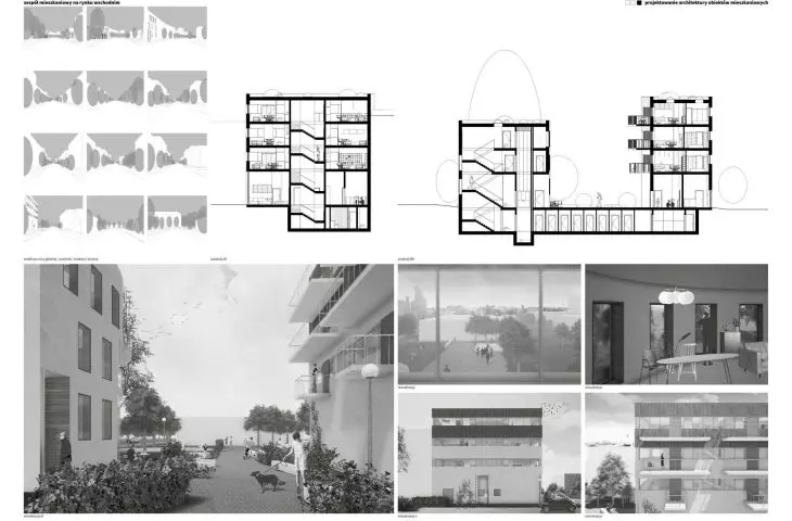 Architecture, 1st Prize, Residential complex on the eastern market, design: Marcin Stępień (WAPP)