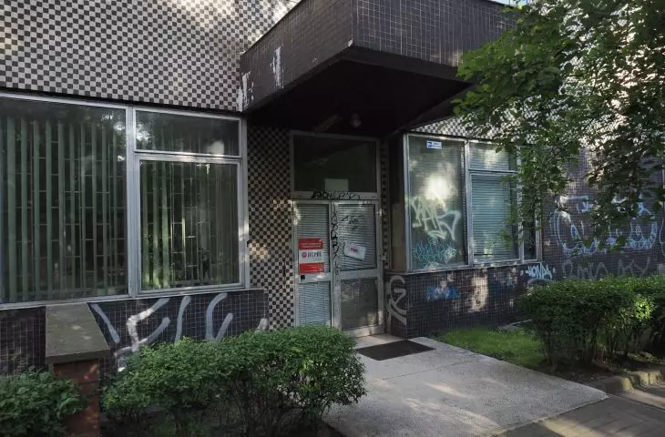 one of the entrances to the building