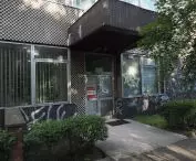 one of the entrances to the building