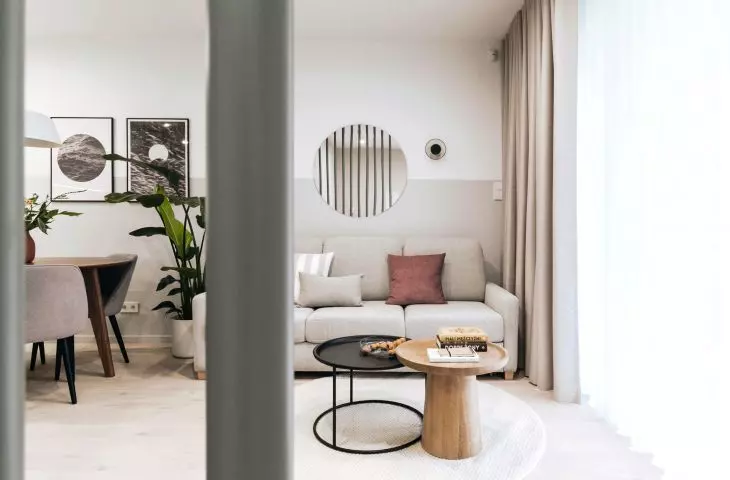 Jasny salon i desingerskie elementy