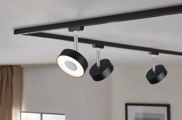 Track lighting in interior design - black LED spotlights