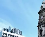 The building is located in Victoria Square