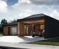 obok domu zaplanowano spójną z architekturą bryły RE: VOLCANO HOUSE wiatę garażu