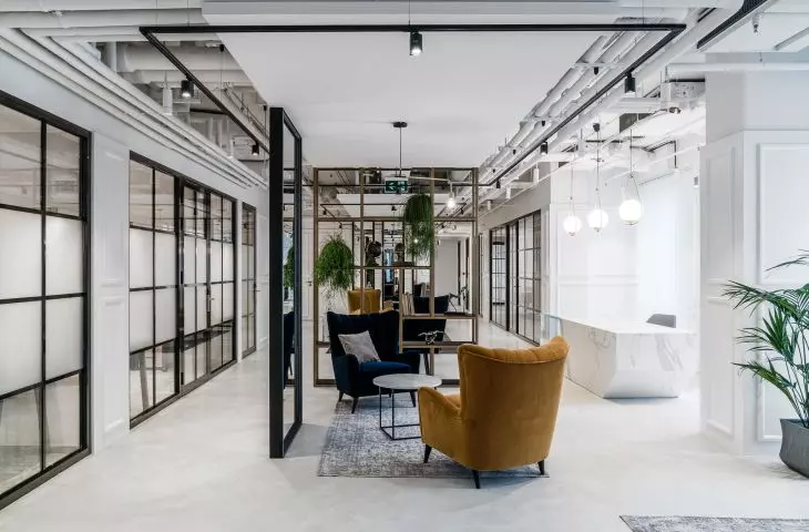 LOFT style office - walls in Warsaw office of Solutions Rent company