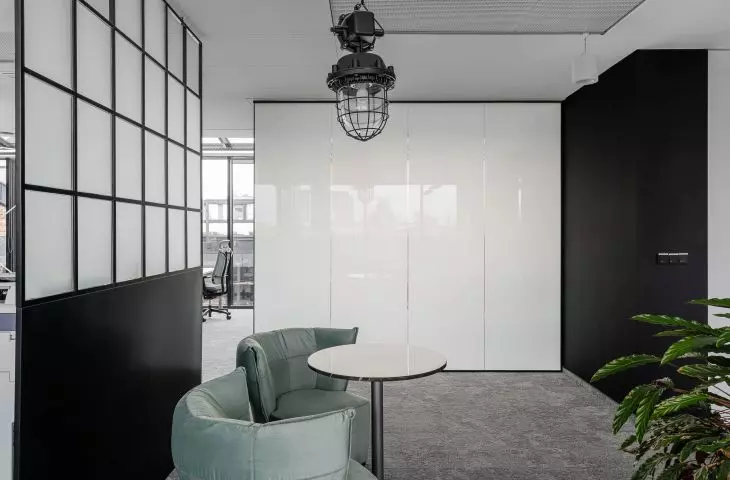 LOFT style office - Priva Lite LCD glass wall with variable transparency