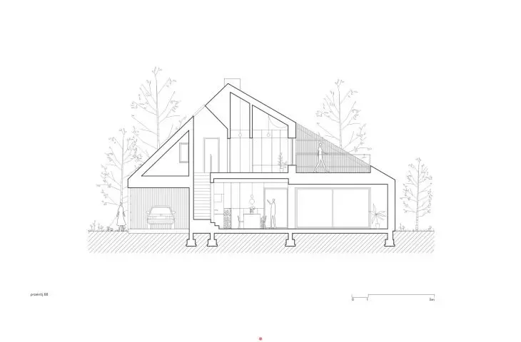 House for N+S, cross section BB
