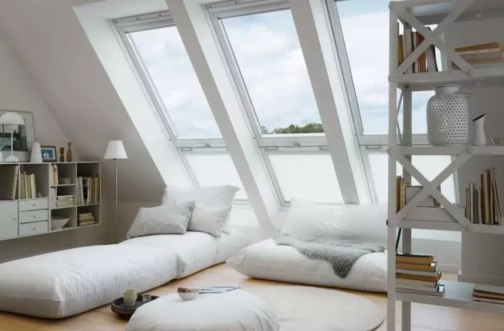 Roof windows bring light to the interior
