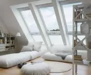 Roof windows bring light to the interior
