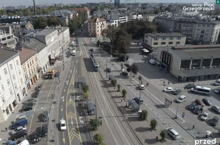 present state; view towards Grzegórzecka Street