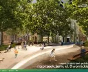 wizualizacja; nowa przestrzeń publiczna na przedłużeniu ulicy Dwernickiego
