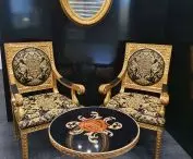 A collection of gilded baroque furniture in the Zuliani Arredi showroom at Domoteka  