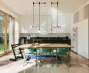 living room, kitchen and dining room are one open space
