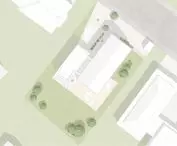 Simple house, landscaping