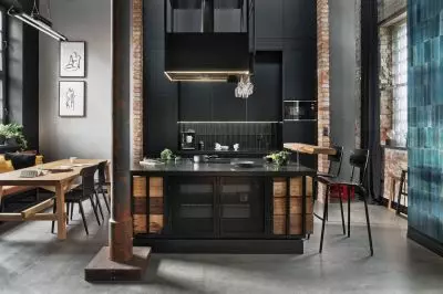 matowo finished black kitchen