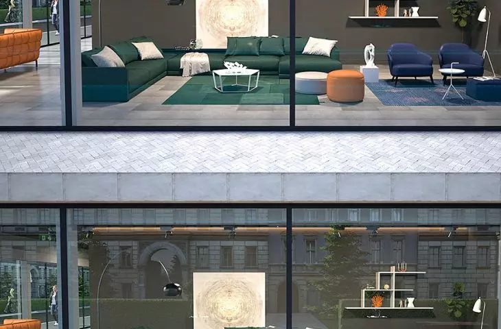 Store window glazing - Clearsight glass (top) and plain glass (bottom)